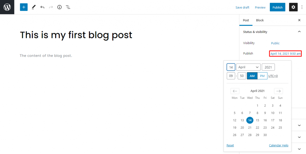 Mengatur jadwal postingan pada Gutenberg Editor di WordPress