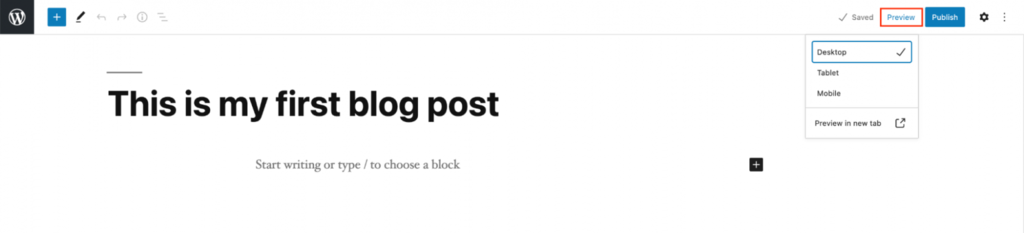 Tombol Preview pada Gutenberg Editor di WordPress