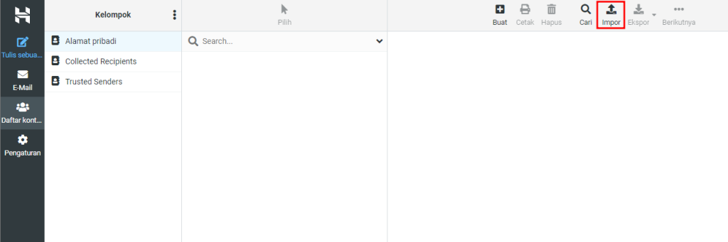opsi impor email di webmail hostinger