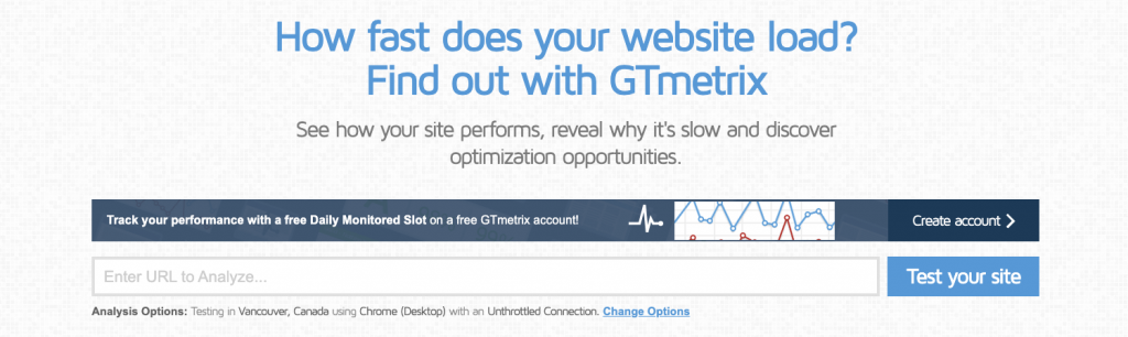 homepage gtmetrix