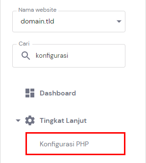 Tombol Konfigurasi PHP pada hPanel