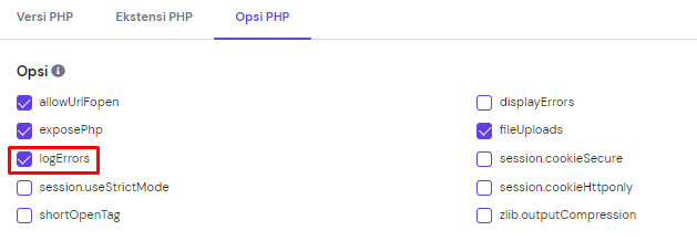 fitur logerrors di hpanel hostinger