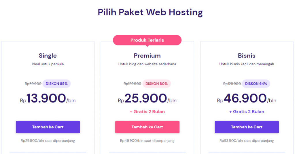 harga paket web hosting murah di hostinger