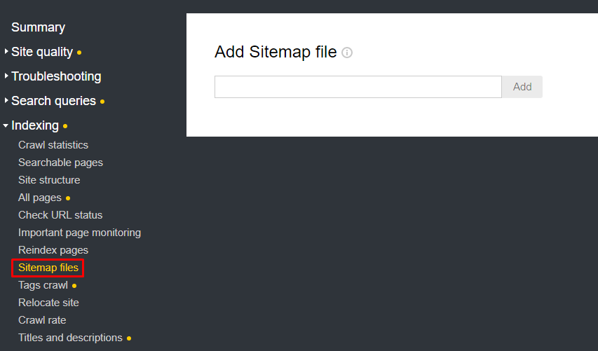 file sitemap yandex webmaster