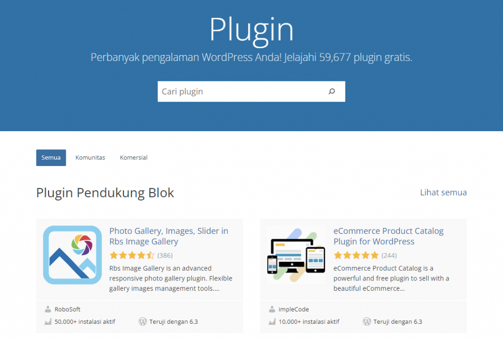 halaman plugin wordpress