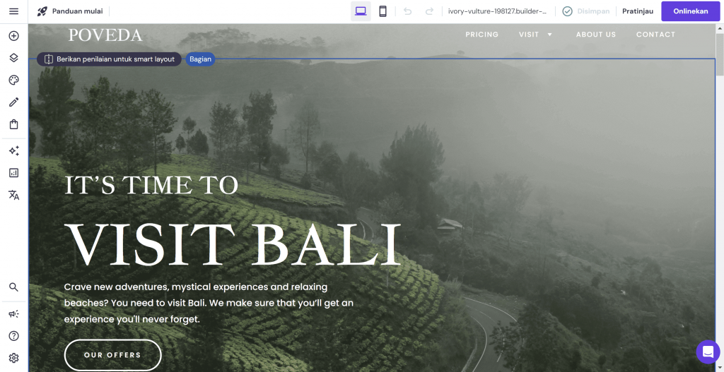 tampilan hostinger website builder