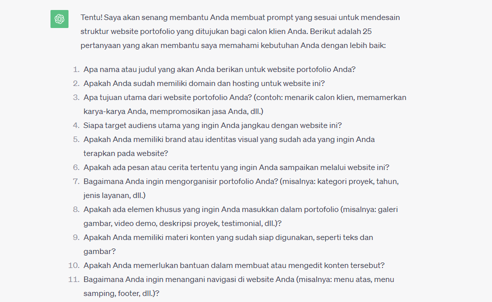 contoh jawaban chatgpt untuk membantu merancang struktur situs web