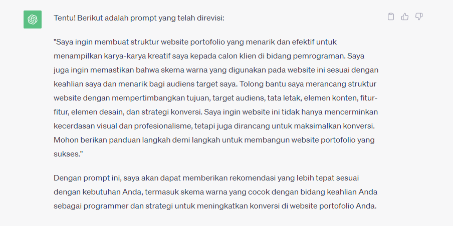 contoh jawaban chatgpt untuk membuat prompt terkait struktur situs