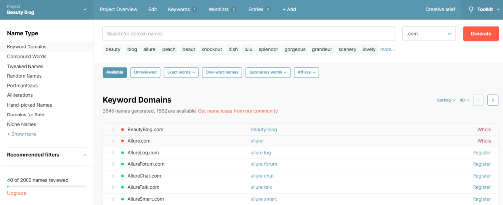 saran dari NameStation