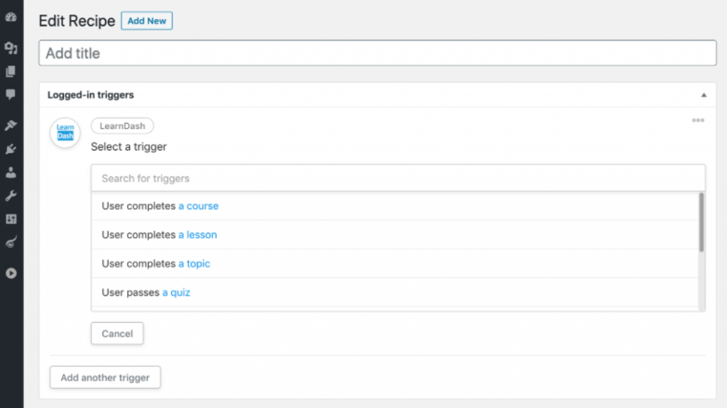 bagian Edit Recipe di halaman pengaturan Uncanny Automators
