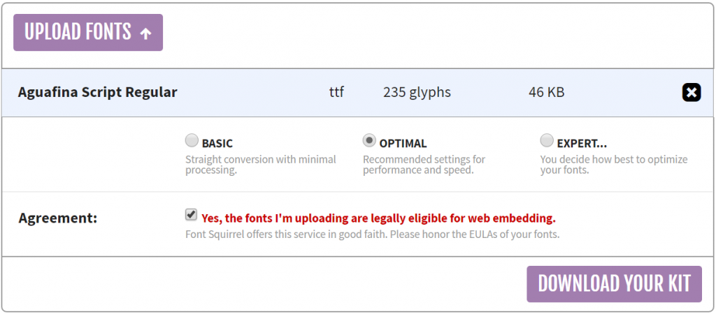 convert font ke format web friendly untuk menambahkan font custom