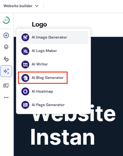 ai blog generator di website builder hostinger