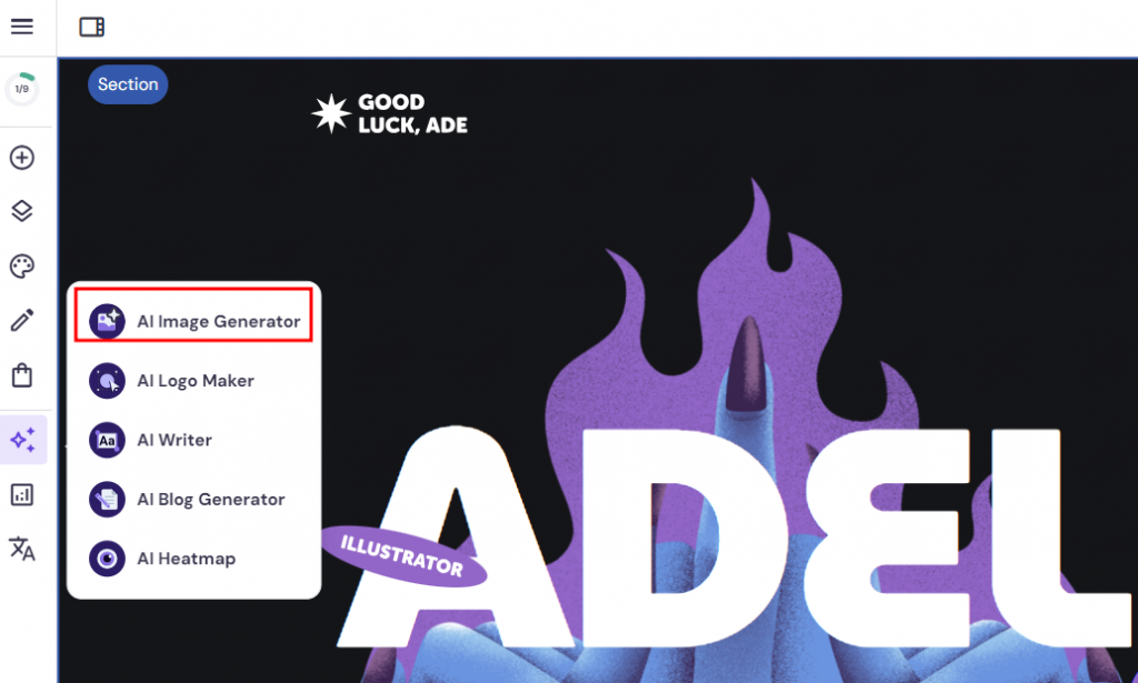 ai image generator di website builder hostinger
