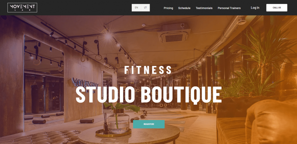 homepage movement lab sebagai contoh website bisnis kecil