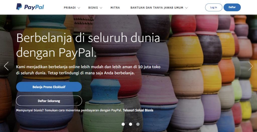 homepage paypal sebagai contoh branding website