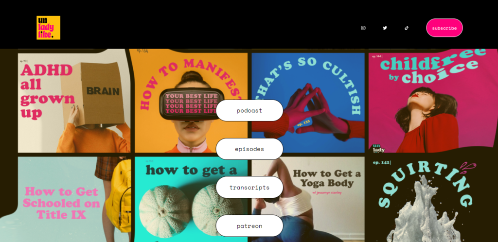 homepage unladylike sebagai contoh website bisnis kecil