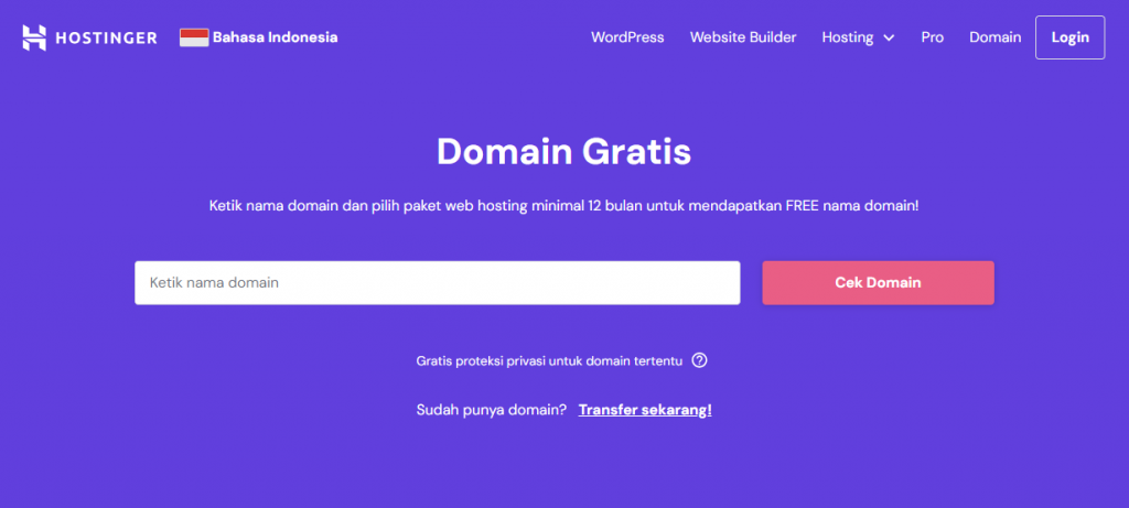 landing page domain gratis hostinger