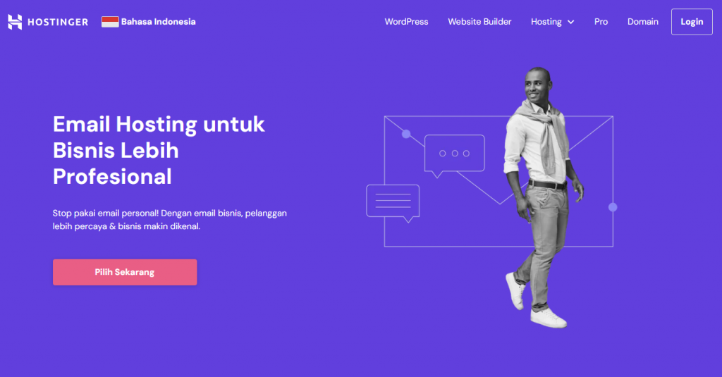 tampilan landing page email hosting dari hostinger