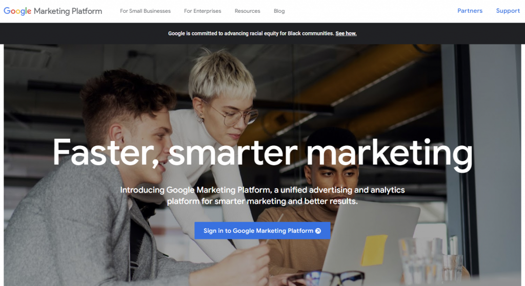 landing page google marketing platform
