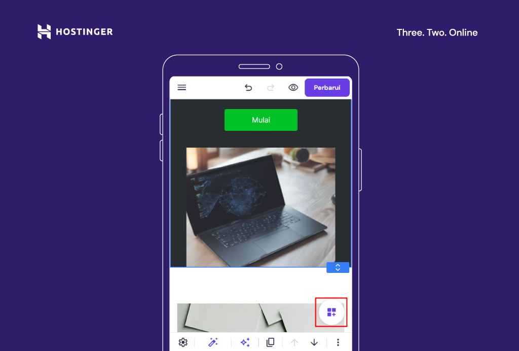 memilih tombol kustomisasi website