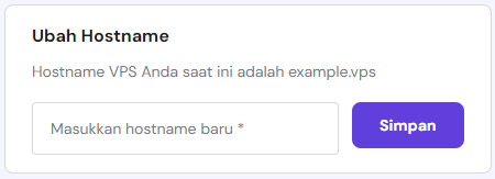 bagian ubah hostname vps di hpanel
