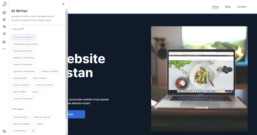 fitur-fitur ai writer di hostinger website builder