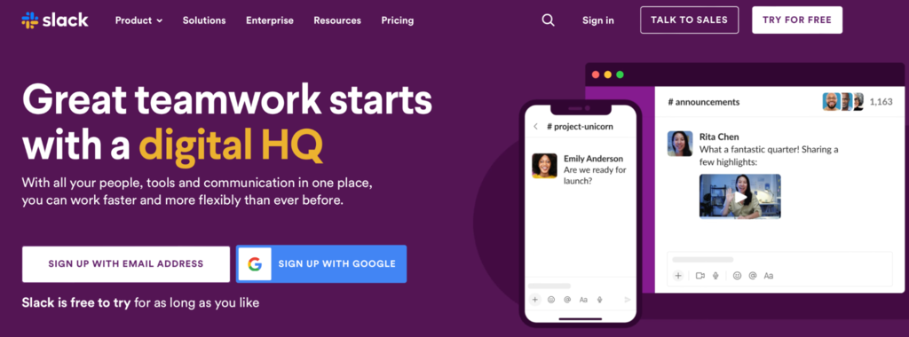 homepage slack aplikasi chat perusahaan terbaik