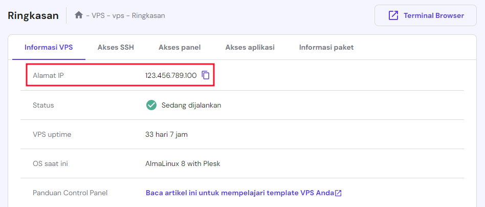 alamat ip vps di hpanel