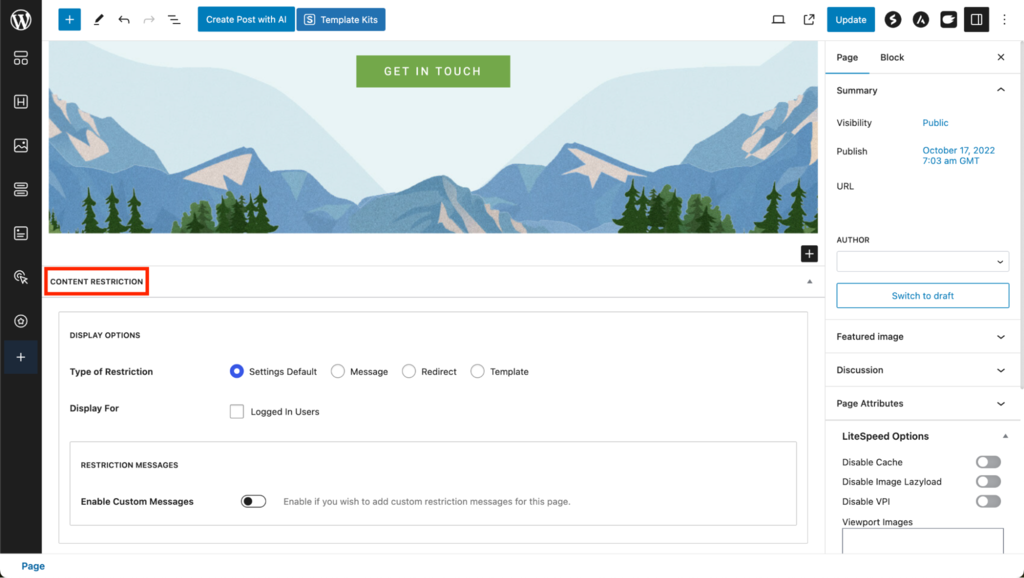 bagian content restriction di plugin paid member subscriptions