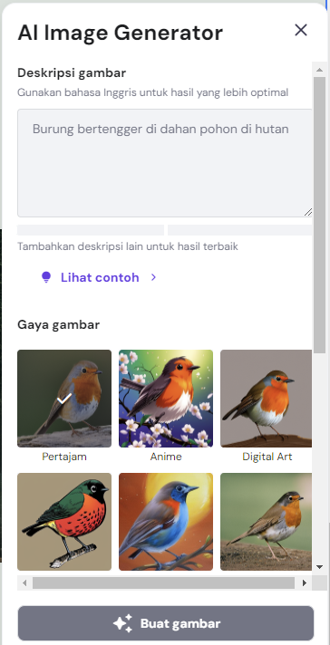 fitur ai image generator di website builder hostinger