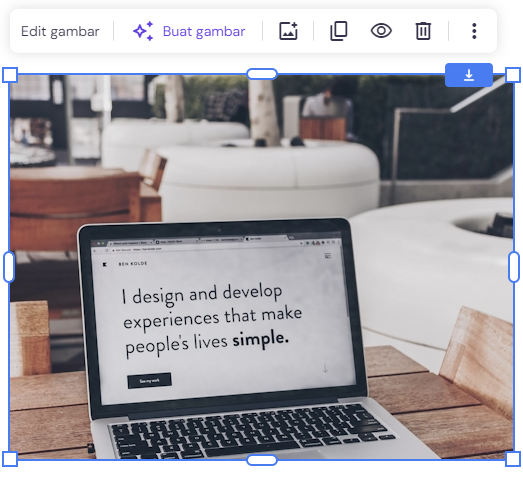 fitur ai untuk membuat gambar di builder hostinger