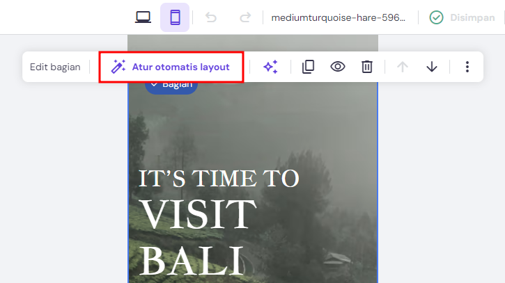 fitur atur otomatis layout di website builder