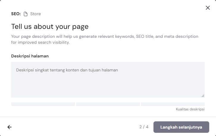 fitur seo assistant di hostinger builder