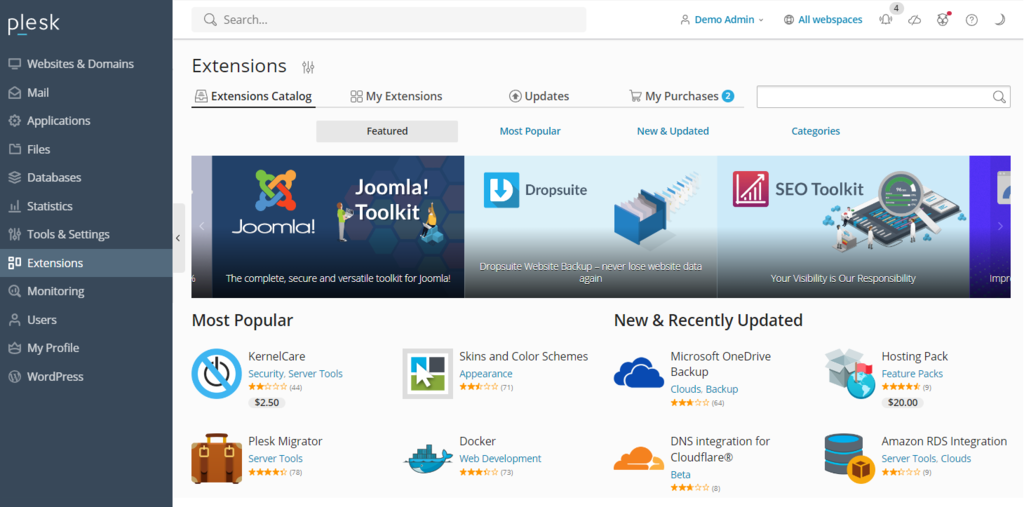 homepage katalog ekstensi plesk