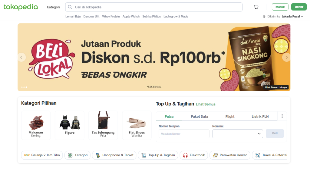 homepage website tokopedia