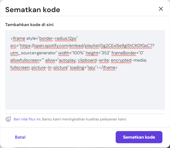 memasukkan kode kustom di builder