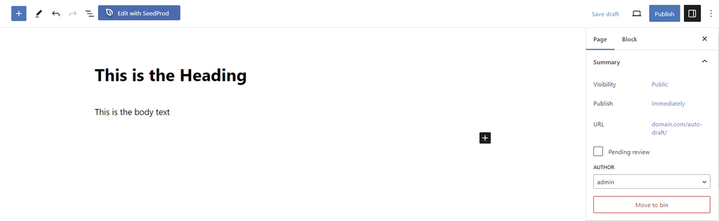 menambahkan halaman baru di wordpress page editor