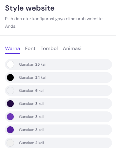 menu style website di sidebar hostinger website builder