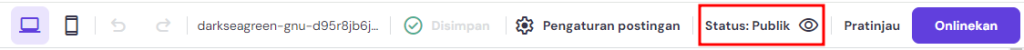 status postingan blog di builder hostinger