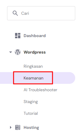 bagian keamanan wordpress di hpanel