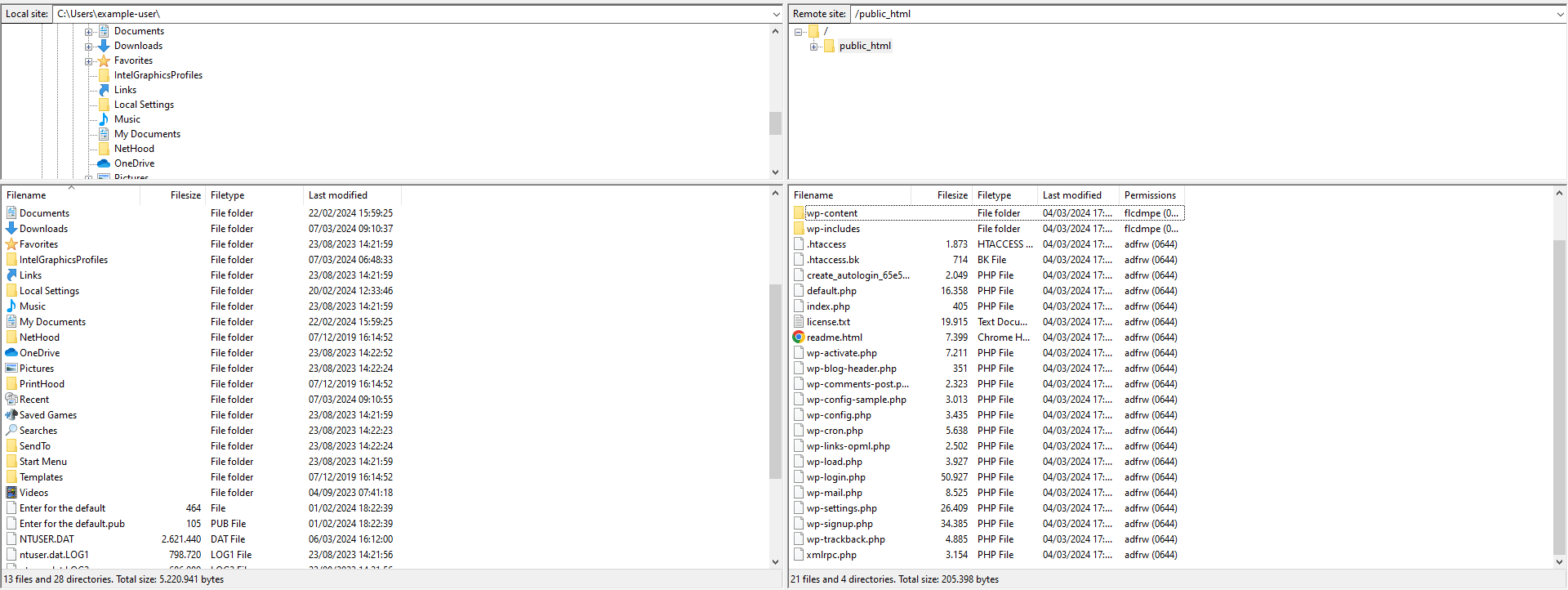 dual panel filezilla