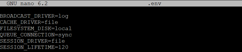 pengaturan konfigurasi driver di file env laravel