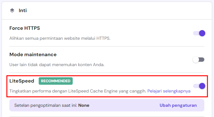 pengaturan litespeed di hpanel