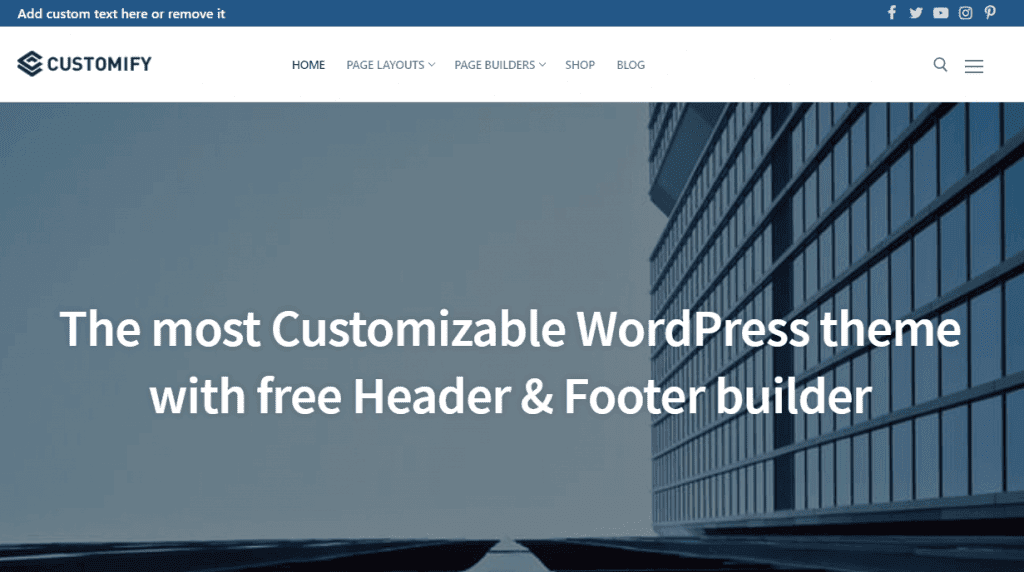 tampilan tema customify