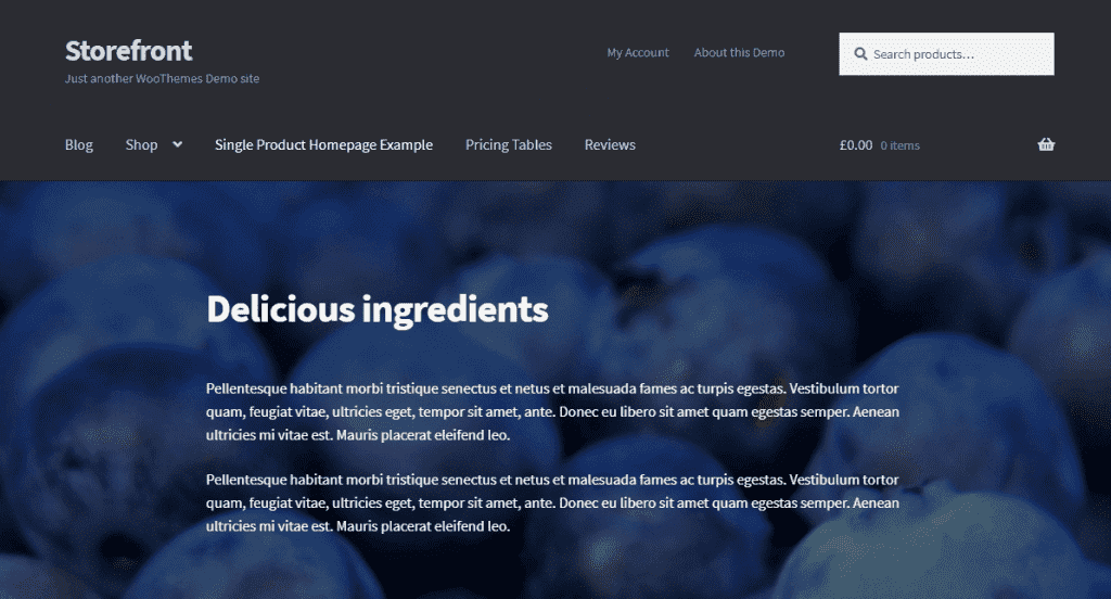 tampilan tema storefront