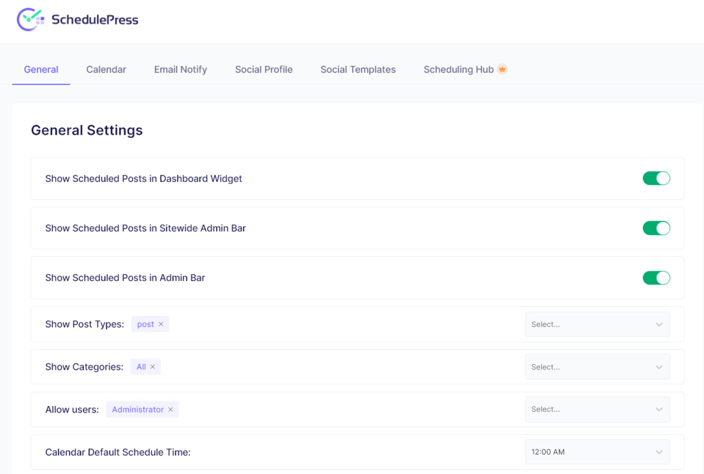 tampilan plugin schedulepress