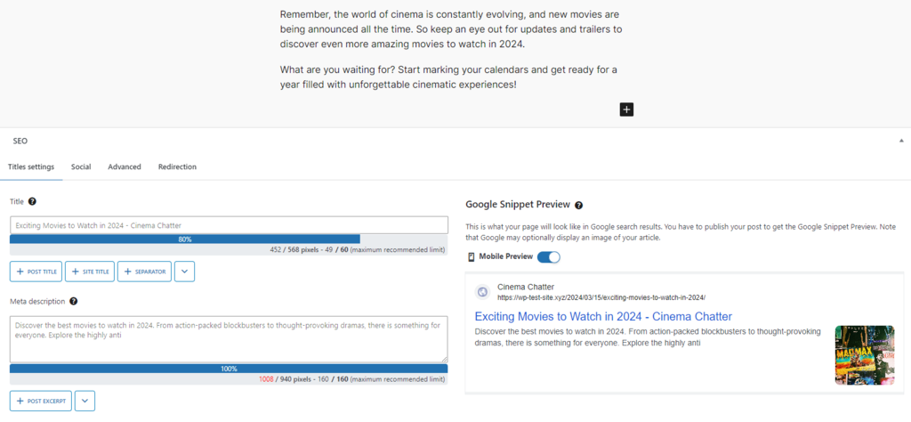 tampilan plugin seopress