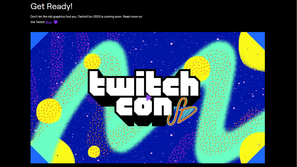 website TwitchCon sebagai contoh website statis