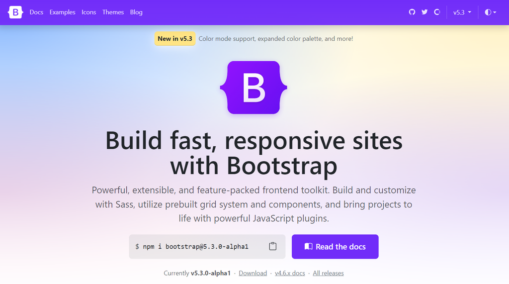 website bootstrap sebagai contoh website statis