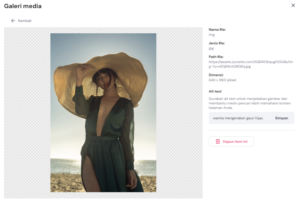 menambahkan alt text untuk menjelaskan konteks foto di website builder